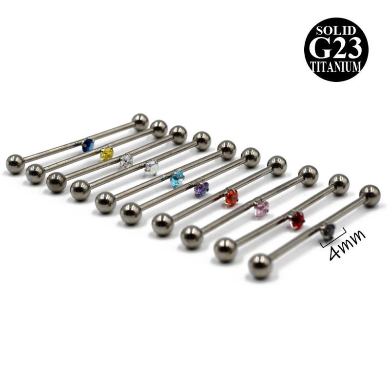 G23 Titanium Industrial Barbells Zirconia and Opal Series Body Piercing Jewelry, Sold as One Piece