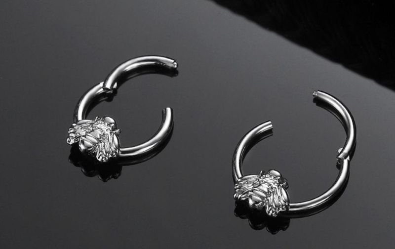 Hot Selling G23 Titanium Bee-Shaped Nose Ring European and American Human Body Piercing Nose Jewelry Simple Seamless Piercing Jewelry Nose Ring Tp2543