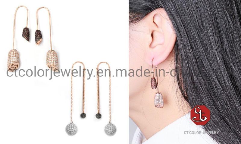 Long Tassels Ball Drop Earrings Women Temperament Jewelry Circle Dangle Earring
