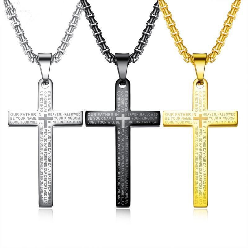 Men′ S Stainless Steel Cross Pendant Necklace with Stainless Steel Chain