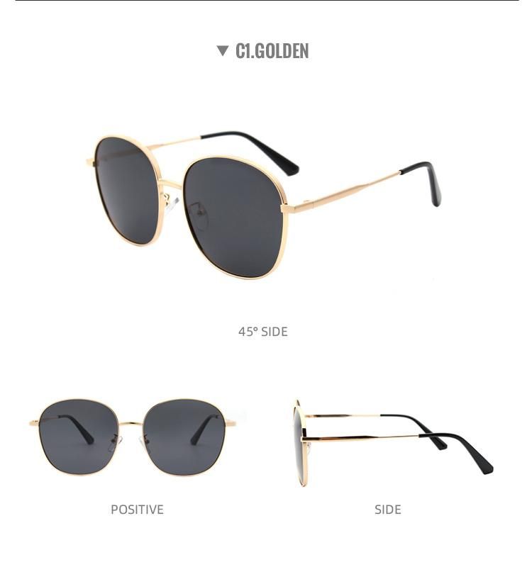 2022 Hot Sale Fashion High Quality Luxury Men Women Big Shade Metal Sunglasses