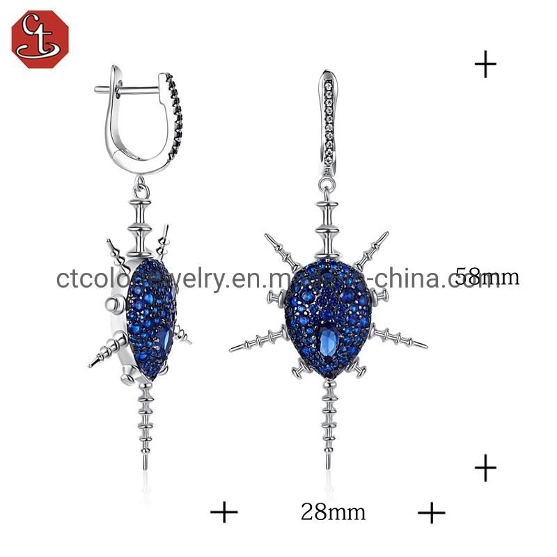High quality 925 sterling silver handmade blue spinel earrings for women