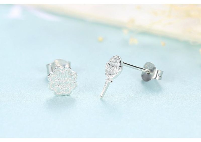 Lollipop and Mooncake Shape Earrings Jewelry Studs