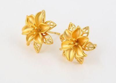 Jewelry Elegant and Exquisite Flower Shape 24K Gold Wedding Wear Jewelry Light Luxury Design Earrings