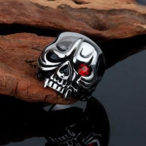 Skeleton Eternity Ring Mens Skull Engagement Rings with Ruby Eyes