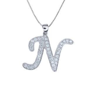 Initial Letter Alphabet, Numbers, Symbols Personalized Serif Font Pendants 925