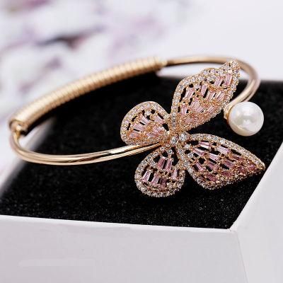 Fashion Butterfly Open Ajustment Zircon Bracelet Jewelry