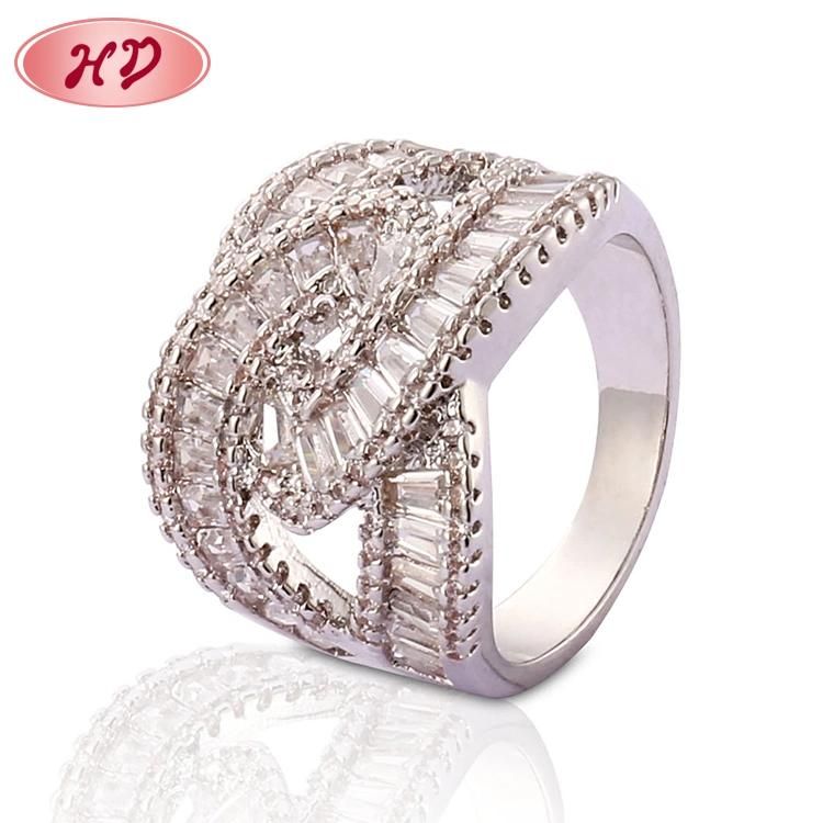 Fashion Women Silver Stainless Steel Rhodium Plated Engagement Wedding Finger Rings Jewelry