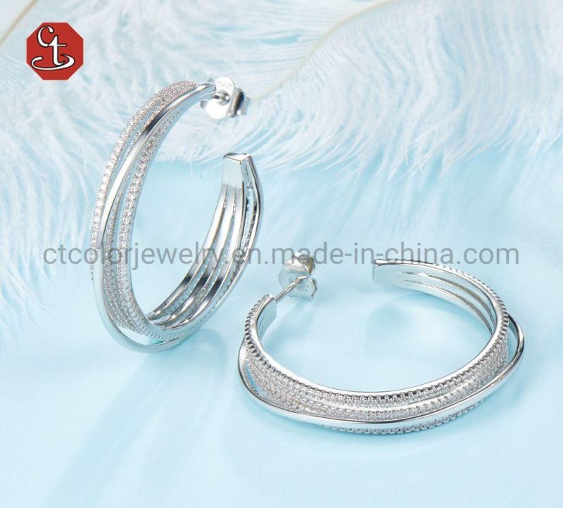 Fashion Rose Gold Jewelry Silver or Brass Hoop Earrings for Women