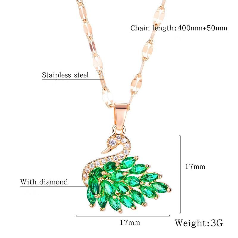 Stainless Steel Necklace for Women Swan Pendant Necklaces with Diamond Jewelry