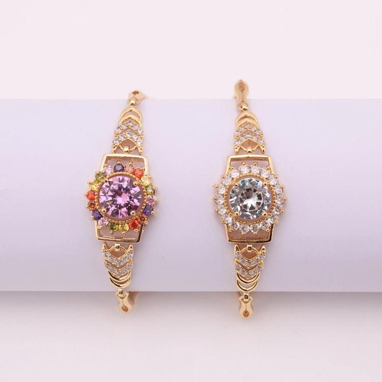 Latest Copper Designs Handmade Charm Colorful Crystal 18K Gold Plated Bracelet for Women