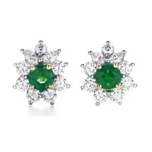 Fashion Diamond Cut Emerald CZ Stone Earring