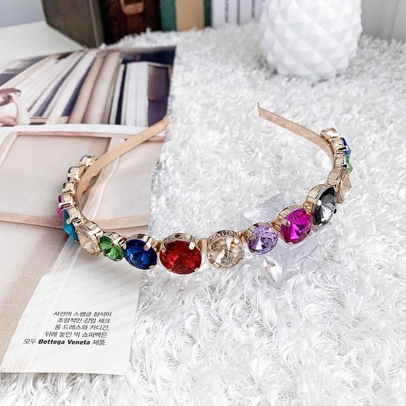 Wholesale Fashion Bling Rhinestone Glass Stone Metal Hair Jewelry Headband for Girl 2022