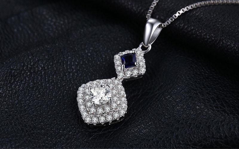 925 Sterling Silver Jewelry Micro Pave Ring for Fashion Women with Created Sapphire