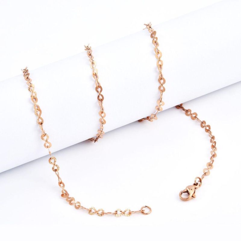 Wholesale Gold Plated Fashion Accessories Jewelry Necklace Eight-Character Embossed Chain for Lady Jewellery