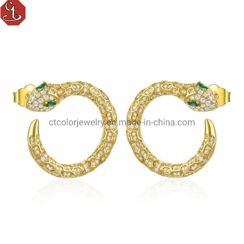 Fine 925 Sterling Silver Earring Gold plated new brand Earrings for gift