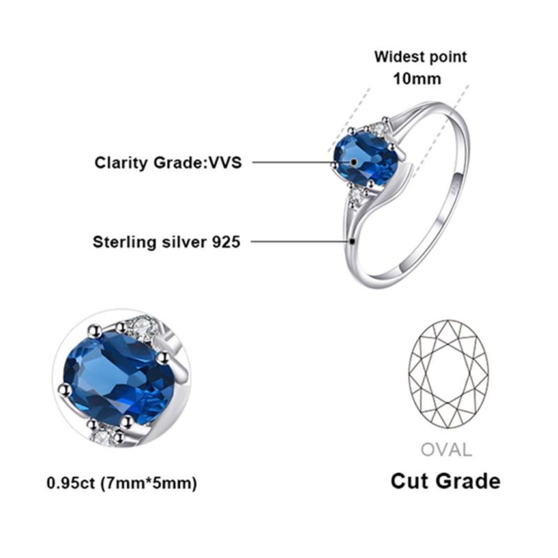 925 Sterling Silver Rings Factory Wholesale Women Engagement Rings Anniversary Created Sapphire Rings Jewellery