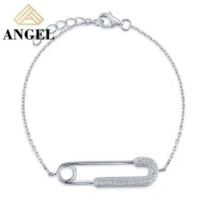 Hip Hop Fashion Accessories Loopback Needle Shape Fashion Jewelry AAA Cubic Zirconia Moissanite Bracelet