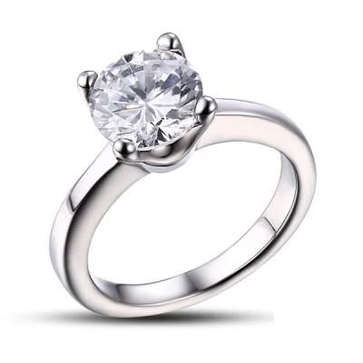 Stainless Steel Setting Diamond Engagement Wedding Ring