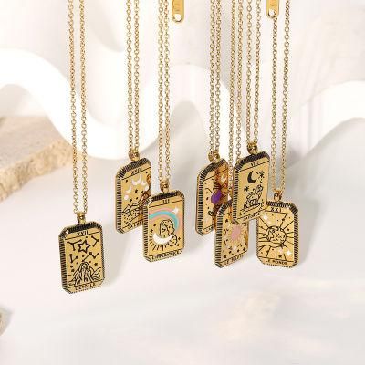 Stainless Steel Tarot Pendant Necklace for Women Pendant Necklaces Fashion Jewelry