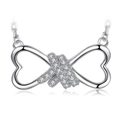 Infinity Heart Love Collar Necklace with CZ Pave Cubic Zirconia 925 Sterling Silver Jewelry Wholesale