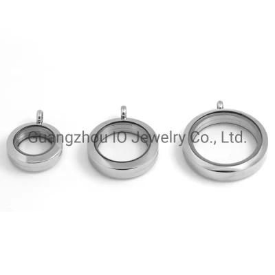 20mm 25mm 30mm 316 Stainless Steel Round Floating Glass Locket Pendant