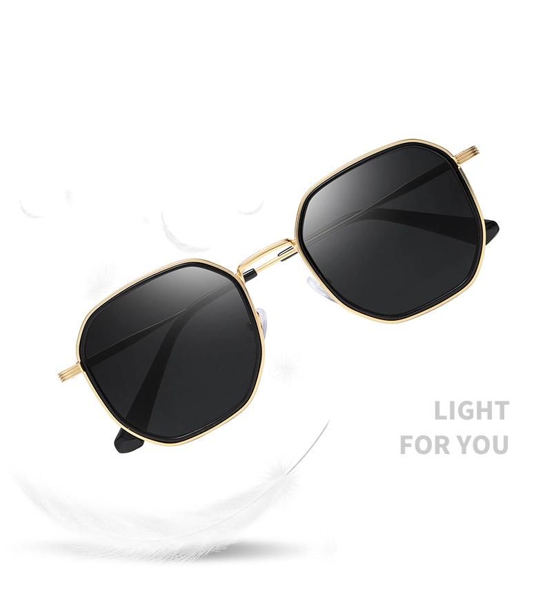 2021 Stylish Unisex Metal Frame Square Shaped Frame Golden Single Bridge Pilot Sunglasses