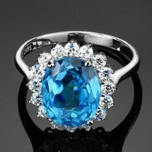 Fashion Blue Sapphire Swiss Blue Gemstone Engagement Ring