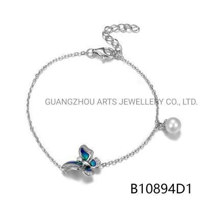 Elegant Enamal Butterfly 925 Silver Sterling Bracelet Jewelry