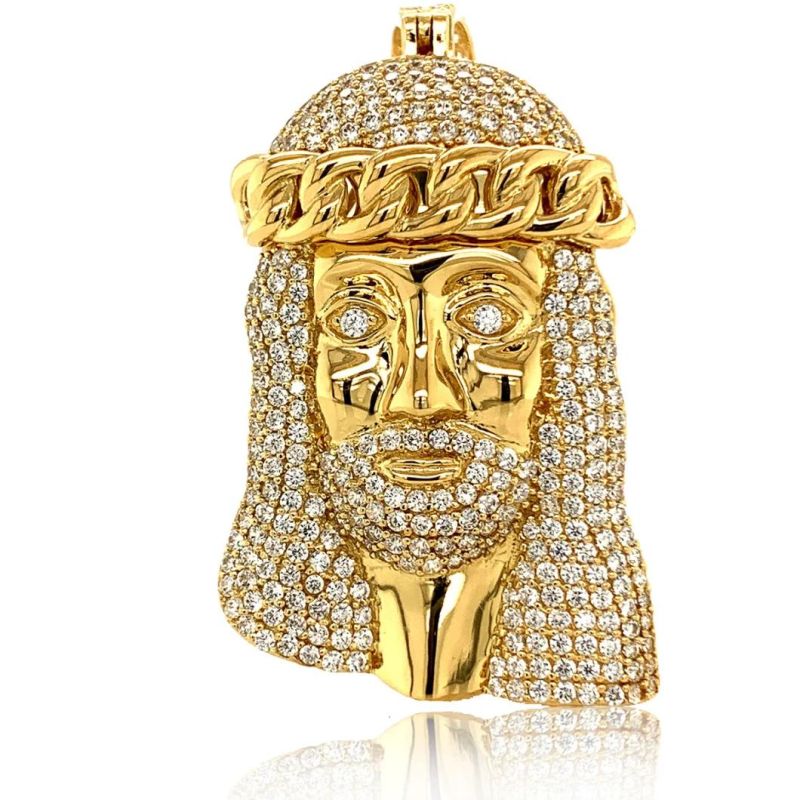 2022 New Fine Gold 925 Sterling Silver Jesus Head Face Charm Religious Pendant Fashion Jewelry