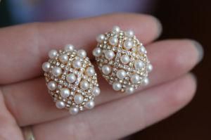 Fashion White Crystal &amp; Pearl Clip on Earrings Wedding Jewelry Jewellery for Women Girls Ladies