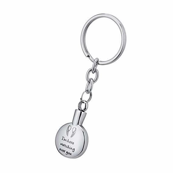 Circle Bottle Stainless Steel Keepsake Key Chain to Put Ash