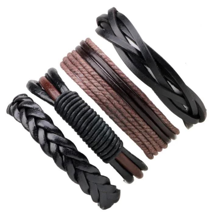 Western Fashion Jewelry Vintage Handmade Woven Cowhide Simple Leather Bracelet