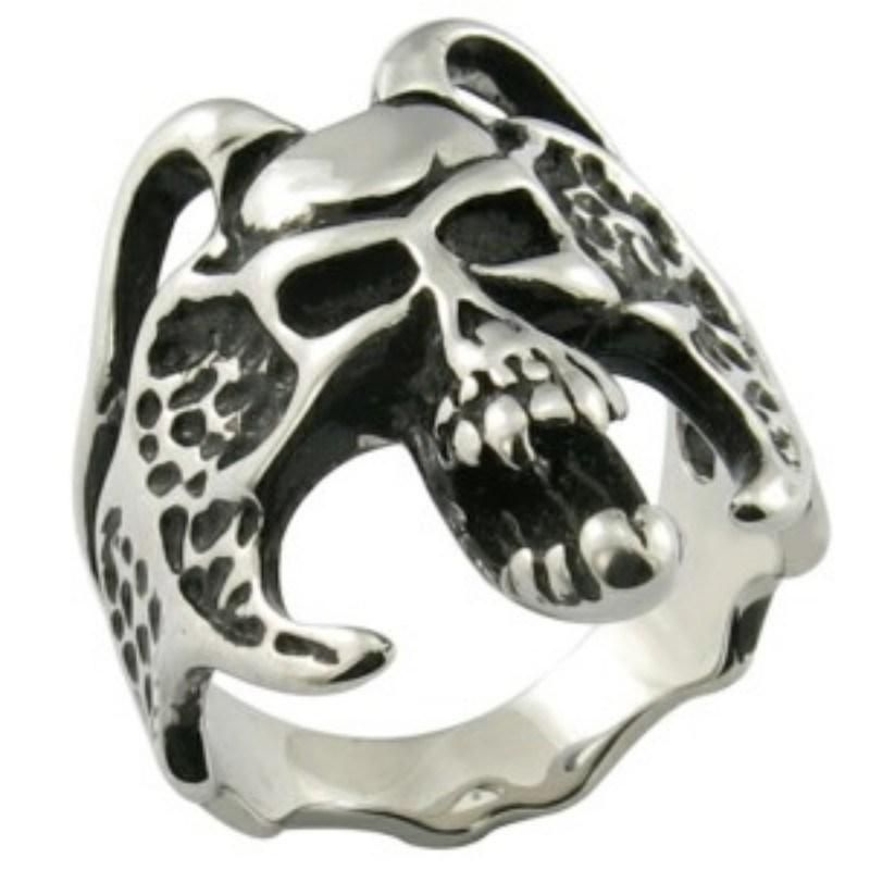 Fashion 316L Stainless Steel Antique Look Movie Skull Ring