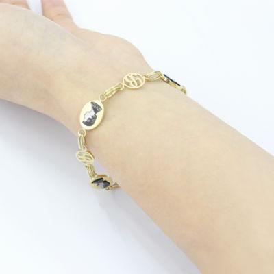 Stainless Steel Jewelry Hollowed out Handmade 18K Gold Boy Pattern Bracelet