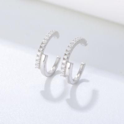Fashion Girls Customize Jewelry 925 Sterling Silver Cuff Earrings