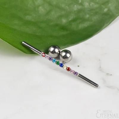 Eternal Metal ASTM F136 Titanium Internally Threaded CNC Rainbow Color Zirconia Pircing Earings Titanium