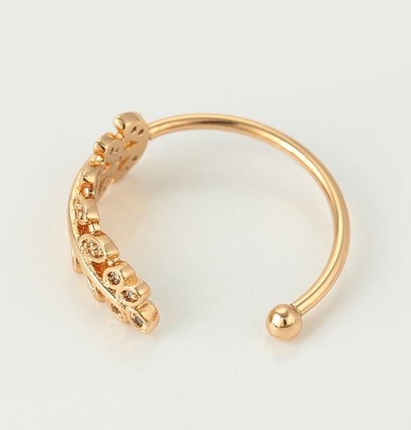 Unique Design Beautiful Ladies Jewelry Leaf Shaped Zircon Inset Finger Ring for Wholesale