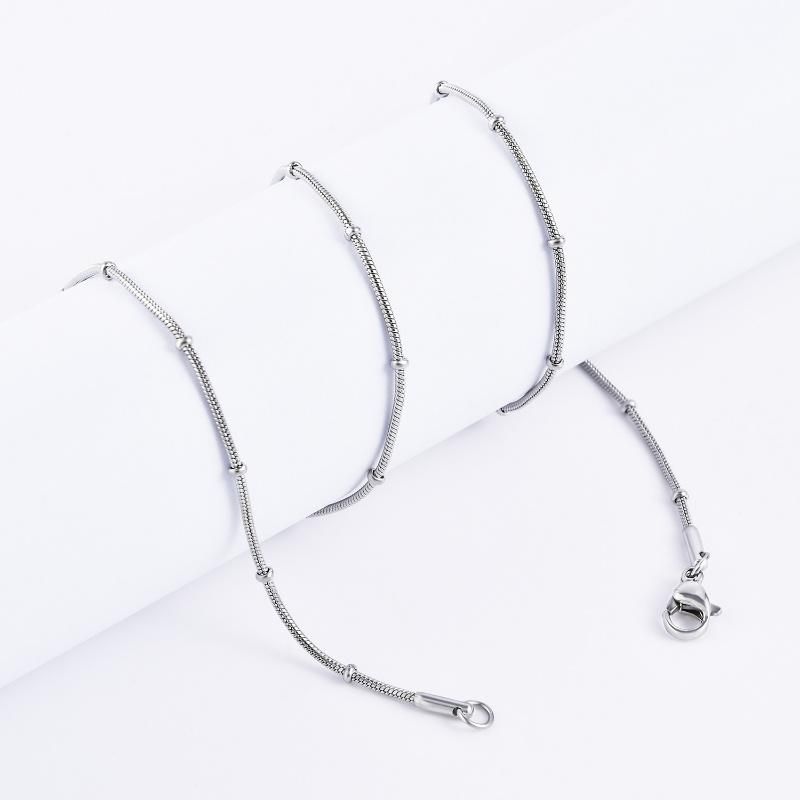 Fashion Accessories Snake Chain Stainless Steel Gold Plated Jewelry with Beads for DIY Lady Gift