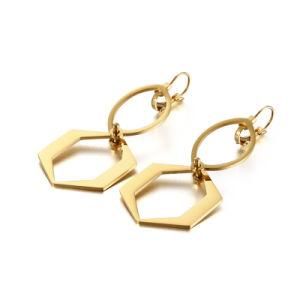 Hexagonal Gold-Plated Stainless Steel Earrings Drop