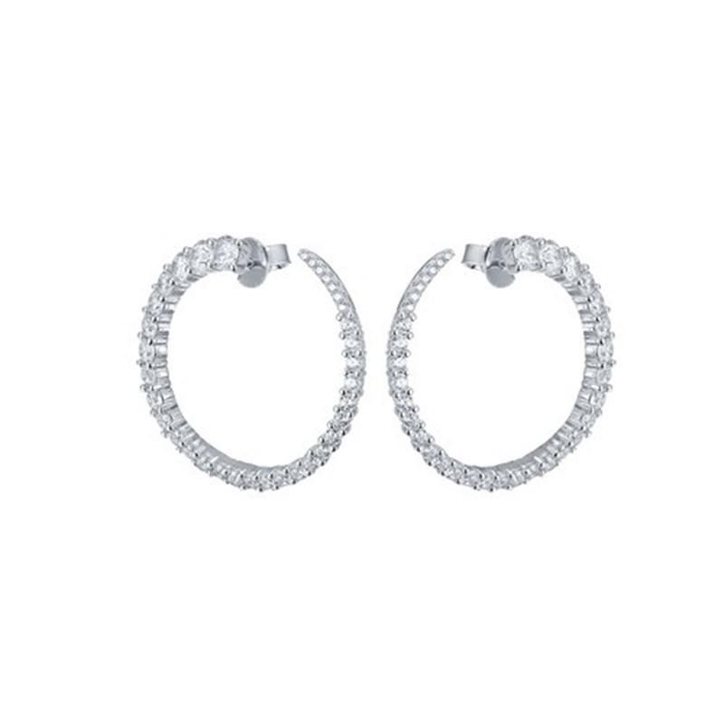 925 Silver or Brass Round Earring with Rhodium Plating