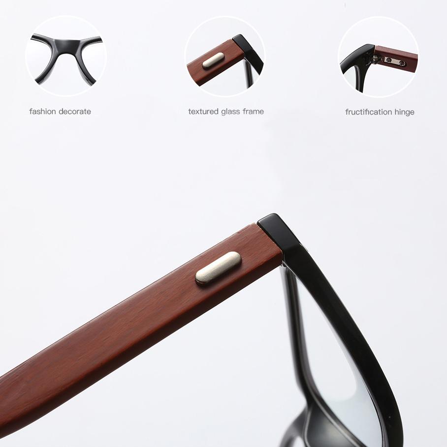 Pilot Style Wooden Frame Metal Temple Sunglasses for Men