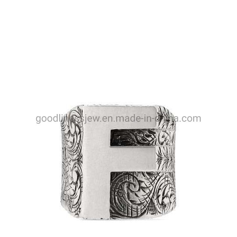 2021new Letter Ring Fine Carving Pattern Personalized Fashion Rings Jewelry