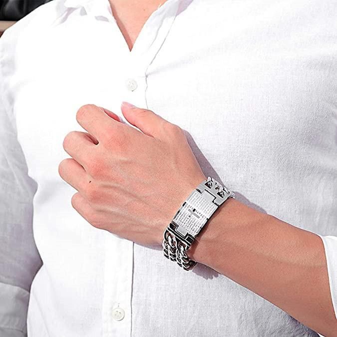Stainless Steel Cross Chain Bracelets for Mens Link Chain Wristband Bangle Bracelets