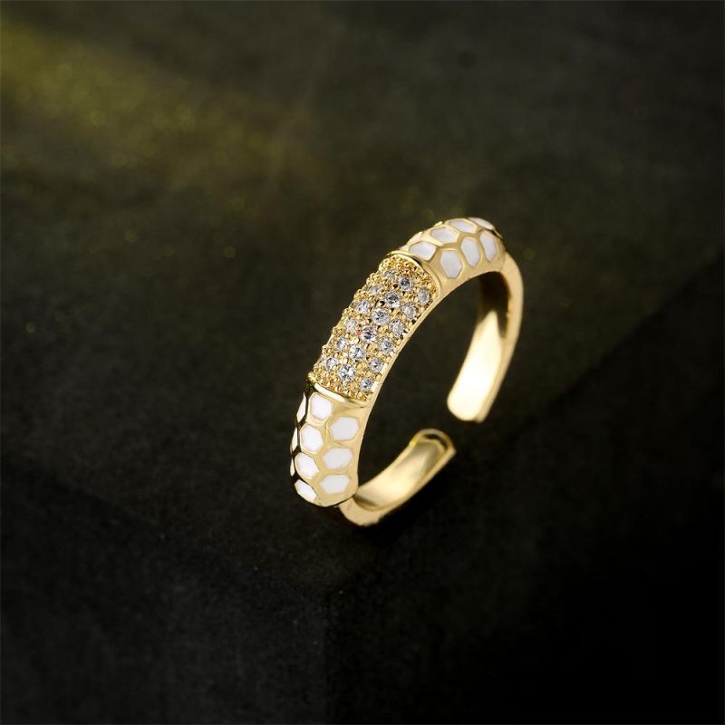 Fashion Geometry Brass Plating Enamal Open Ring