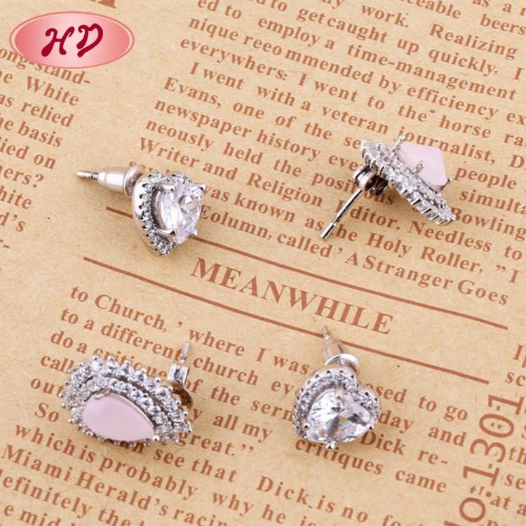 Hight Fashion Luxury Crystal 18K Gold Plated Free Shipping CZ Brass Jewelry Designs Cubic Zircon Stud Earring for Women
