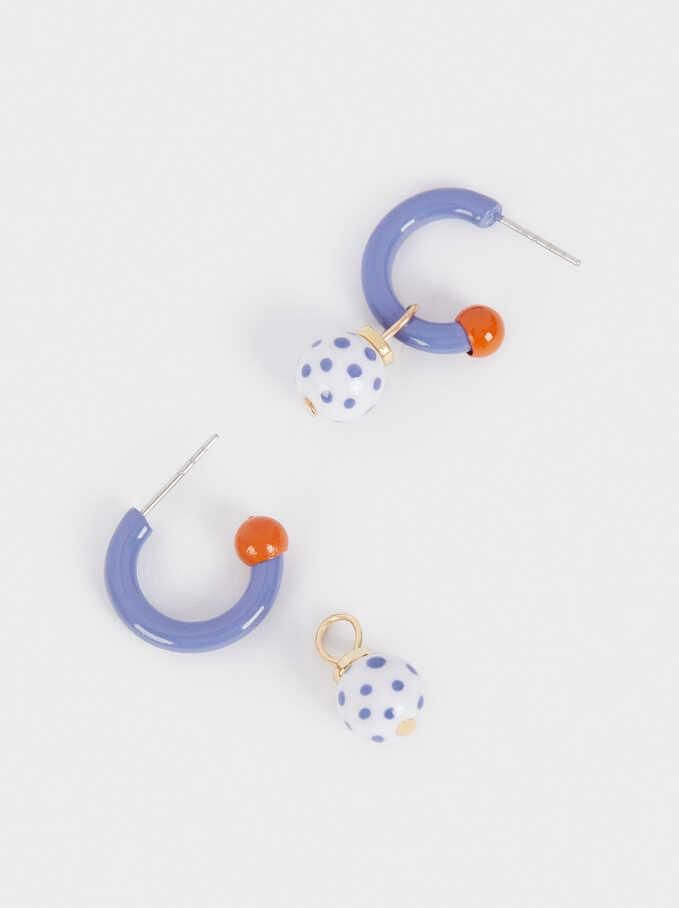 Women Fashion Jewelry Acrylic Small Hoop Earrings with Ball Pendants