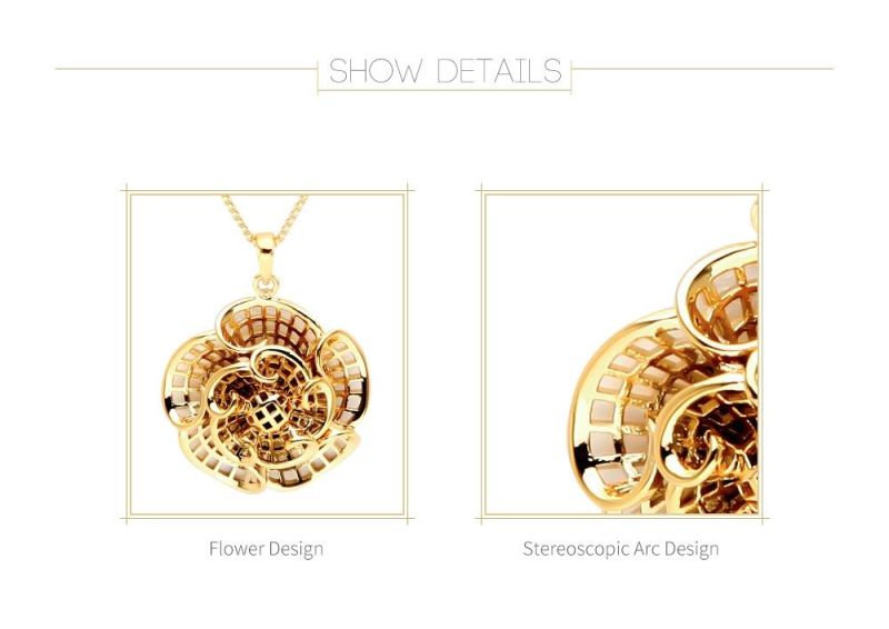 Hot Sale Gold Plated Fashion Jewellery Customize Copper/Stainless Steel Jewelry Flower Pendant Necklace