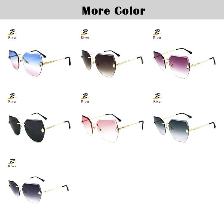Fashion Diamond-Encrusted Ready Metal Frameless Women Sunglasses