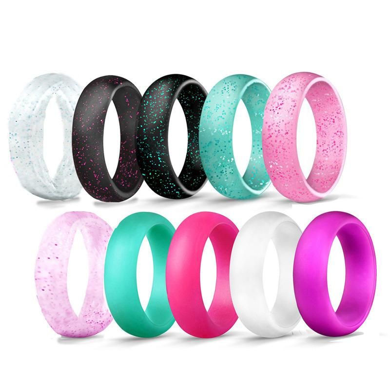 Silicone Soft Wedding Band Engagement Finger Rubber Rings for Men Women